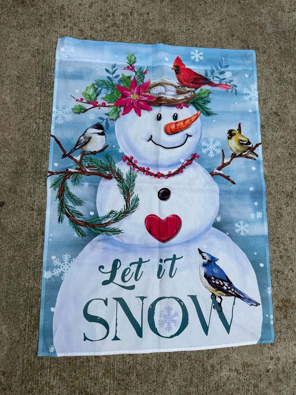 Winter Snowman and Birds Decorative Garden Flag